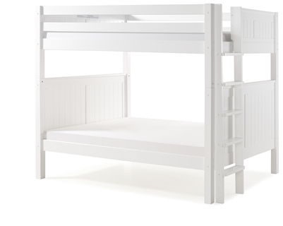 Camaflexi Full over Full Bunk Bed - Panel Headboard - Bed End Ladder - White Finish