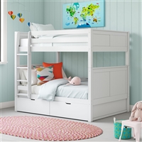 Camaflexi Full over Full Bunk Bed with Drawers - White Panel Headboard - Planet Bunk Bed