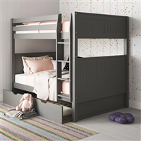 Camaflexi Full over Full Bunk Bed with Twin Trundle - Grey Panel Headboard - Planet Bunk Bed