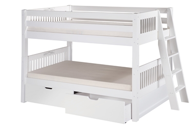 Camaflexi Twin over Twin Low Bunk Bed - White Finish - Planet Bunk Bed
