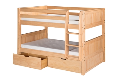 Camaflexi Twin over Twin Low Bunk Bed with Drawers - Natural Finish - Planet Bunk Bed
