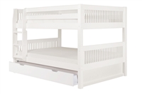 Camaflexi Full over Full Low Bunk Bed with Twin Trundle - White Finish - Planet Bunk Bed