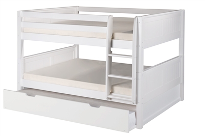 Camaflexi Full over Full Bunk Bed with Twin Trundle - White Finish - Planet Bunk Bed