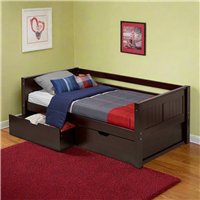 Camaflexi Panel Headboard - Twin Size Day Bed with Drawers - Cappuccino Finish