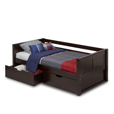 Camaflexi Twin Size Day Bed with Drawers - Cappuccino Finish - Planet Bunk Bed