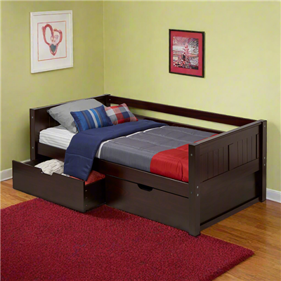 Camaflexi Twin Size Day Bed with Drawers - Cappuccino Finish - Planet Bunk Bed