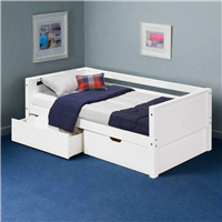 Camaflexi Panel Headboard - Twin Size Day Bed with Drawers - White Finish