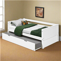 Camaflexi Panel Headboard - Twin Size Day Bed with Twin Trundle - White Finish