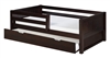 Camaflexi Twin Size Day Bed with Front Guard Rail & Trundle - Cappuccino Finish - Planet Bunk Bed