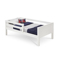 Camaflexi Twin Size Day Bed with Front Guard Rail - Panel Headboard - White Finish
