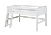 Camaflexi Twin Size Low Loft Bed - Panel Headboard - White Finish
