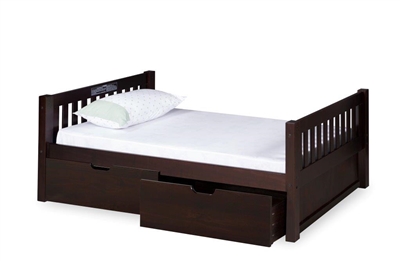 Expanditure Twin Bed With Drawers- Mission Headboard - Cappuccino