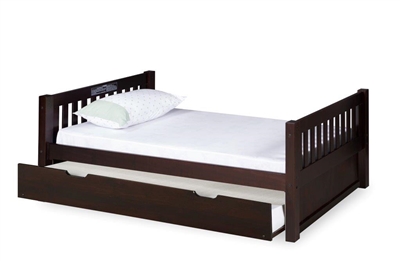 Expanditure Twin Bed With Twin Trundle - Mission Headboard - Cappuccino