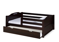 Expanditure Day Bed with Guard Rail & Trundle - Panel Style - Cappuccino