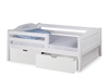 Expanditure Day Bed with Guard Rail With Drawers - Panel Style - White