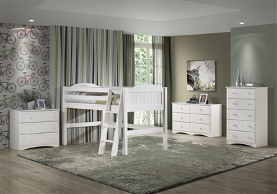 Expanditure Junior Loft Bed - Twin - Panel Style - White