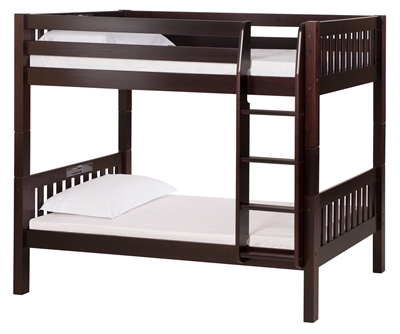 High Bunk Bed - With Conversion Kit - Mission Style - Cappuccino