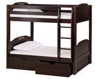 High Bunk Bed - With Conversion Kit & Drawers - Panel Style - Cappuccino