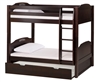 High Bunk Bed - With Conversion Kit & Twin Trundle Panel Style - Cappuccino