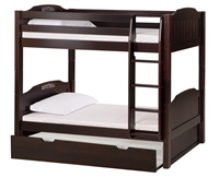 High Bunk Bed - With Conversion Kit & Twin Trundle Panel Style - Cappuccino