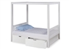 Expanditure Twin Canopy Bed With Drawers - Mission Style - White