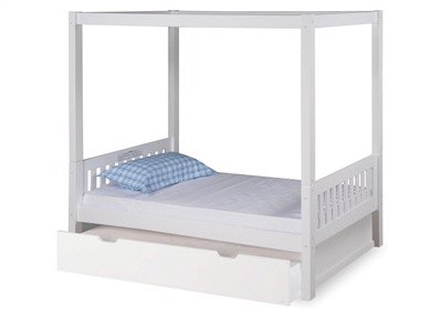 Expanditure Twin Canopy Bed With Trundle - Mission Style - White