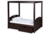 Expanditure Twin Canopy Bed With Drawers - Panel Style - Cappuccino