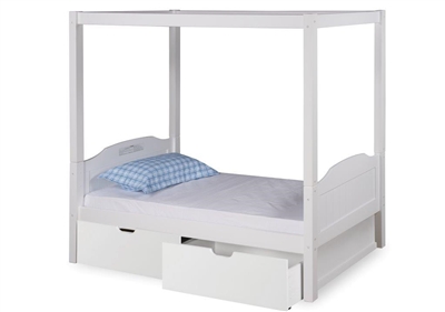 Expanditure Twin Canopy Bed With Drawers - Panel Style - White