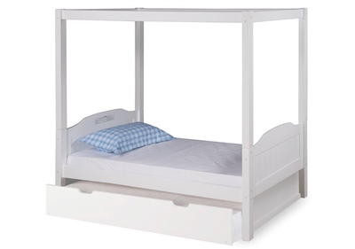 Expanditure Twin Canopy Bed With Trundle - Panel Style - White