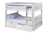 Expanditure Low Bunk Bed With Drawers - Attached Ladder - Mission Style - White