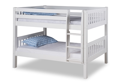 Expanditure Low Bunk Bed - Attached Ladder - Mission Style - White