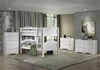 Expanditure Low Bunk Bed - Attached Ladder - Panel Style - White