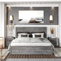 Hampton Solid Wood Bed Queen Size - Granite Grey Finish
