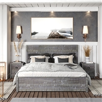 Hampton Solid Wood Bed King Size - Granite Grey Finish