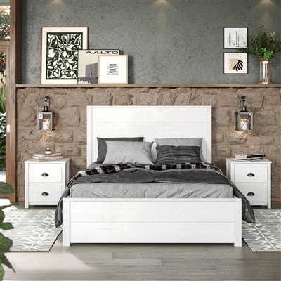 Hampton Solid Wood Bed King Size - Coastal White Finish