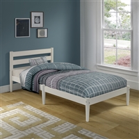 Mid-Century Twin Size Platform Bed  - White Finish