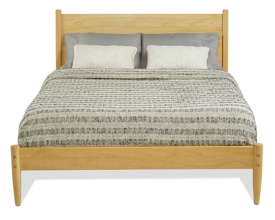 Mid-Century Panel Bed - Full Size - Scandinavian Oak Finish