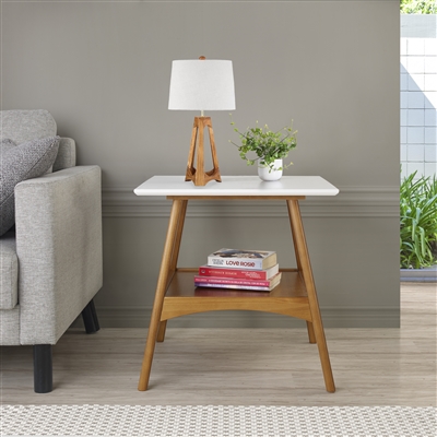 Mid Century Modern End Table - Castanho/White Finish