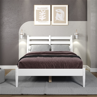 Mid-Century Slat Bed - Full Size - White Finish