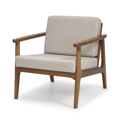 Mid-Century Modern Accent Chair - Beige Upholstery