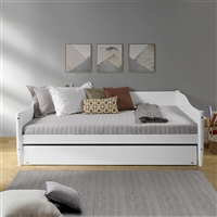 Mid Century Classic Twin Day Bed with Trundle - White Finish