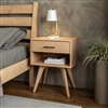 Mid Century Modern One Drawer Nightstand - Oak Finish
