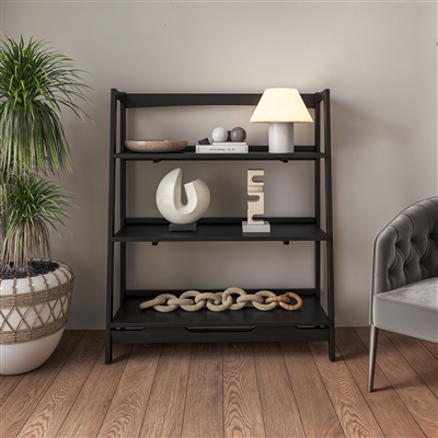 Mid Century Open Shelving Unit- Black Finish