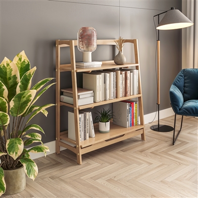 Mid Century Open Shelving Unit - Ligh Oak Finish