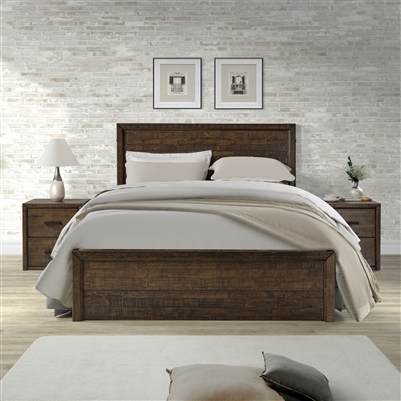 Wood Panel Bed Queen Brown