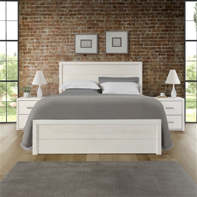 Wood Panel Bed King White