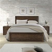 Wood Panel Bed King Brown