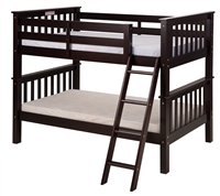 Santa Fe Mission Low Bunk Bed Twin over Twin - Angle Ladder - Cappuccino Finish