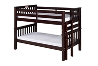 Santa Fe Mission Low Bunk Bed Twin over Twin - Bed End Ladder - Cappuccino Finish