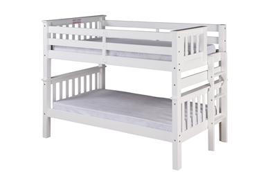 Santa Fe Mission Low Bunk Bed Twin over Twin - Bed End Ladder - White Finish